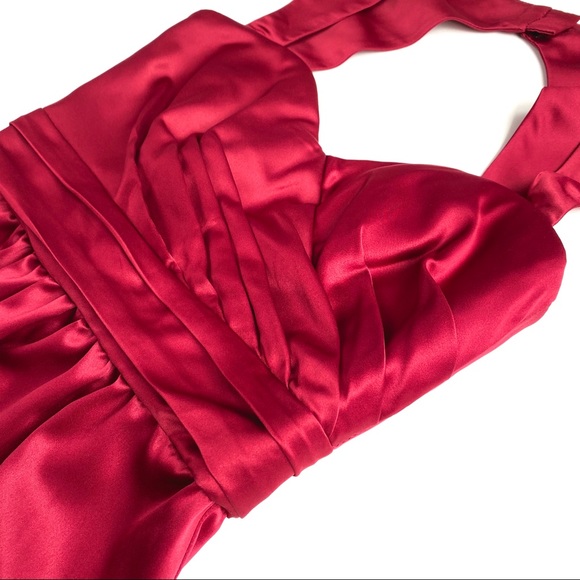 Amsale | cranberry ruby red silky sweetheart gown - Picture 3 of 8